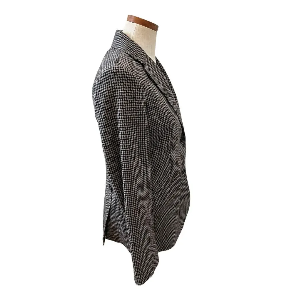Eddie Bauer Tailored Blazer Black & Gray Houndstooth Print 6